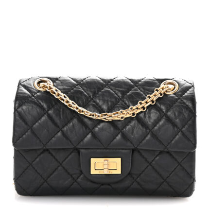 Aged Calfskin Quilted 2.55 Reissue Mini Flap Black11