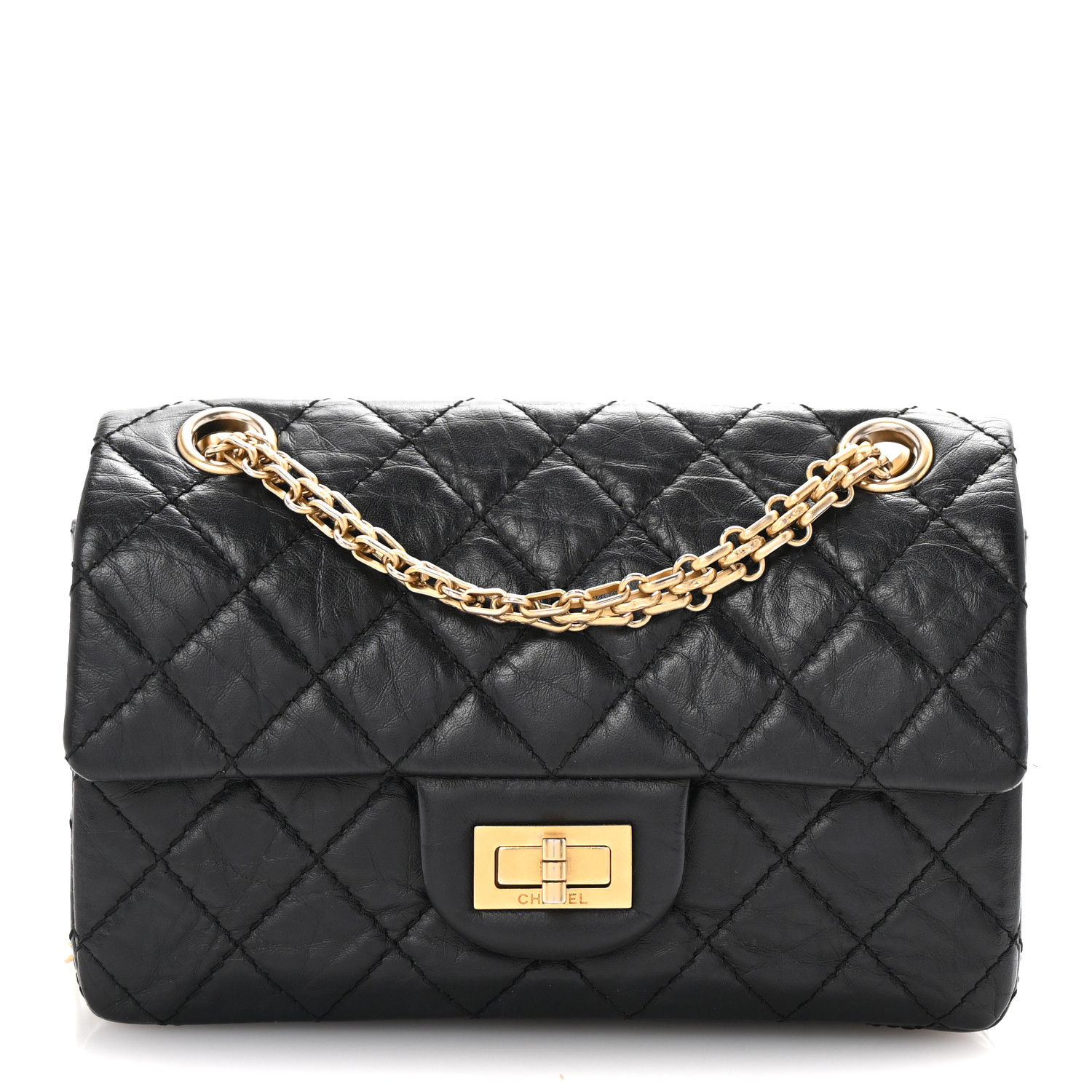 Aged Calfskin Quilted 2.55 Reissue Mini Flap Black11