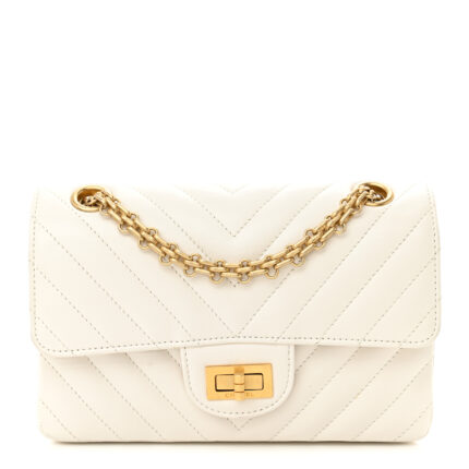 Aged Calfskin Chevron Quilted 2.55 Reissue Mini Flap White