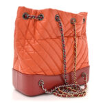Aged Calfskin Chevron Quilted Small Gabrielle Backpack Dark Red Orange - Image 14