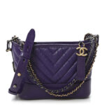 Aged Calfskin Chevron Quilted Small Gabrielle Hobo Purple