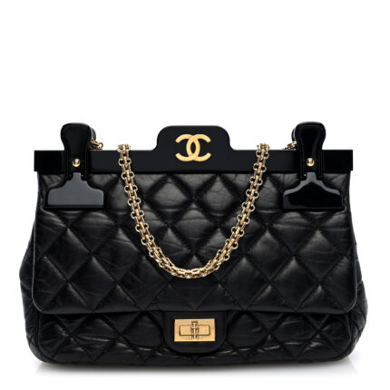 Aged Calfskin Quilted 2.55 Reissue 225 Hanger Flap Black