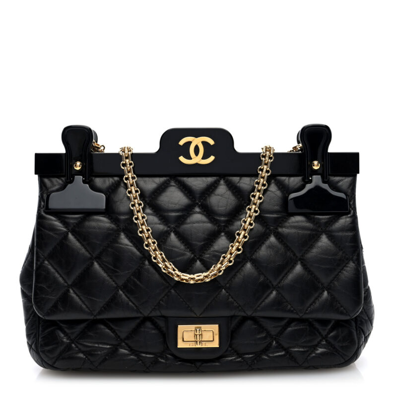 Aged Calfskin Quilted 2.55 Reissue 225 Hanger Flap Black