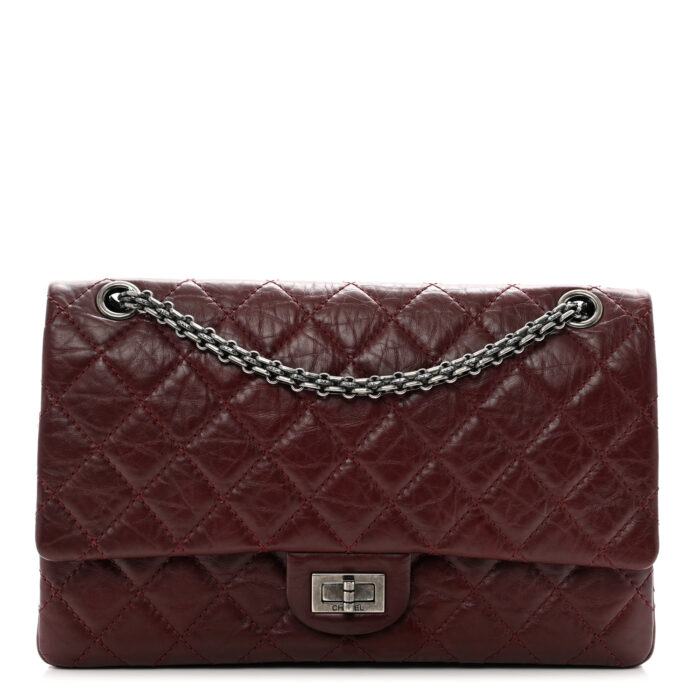 Aged Calfskin Quilted 2.55 Reissue 226 Flap Dark Burgundy