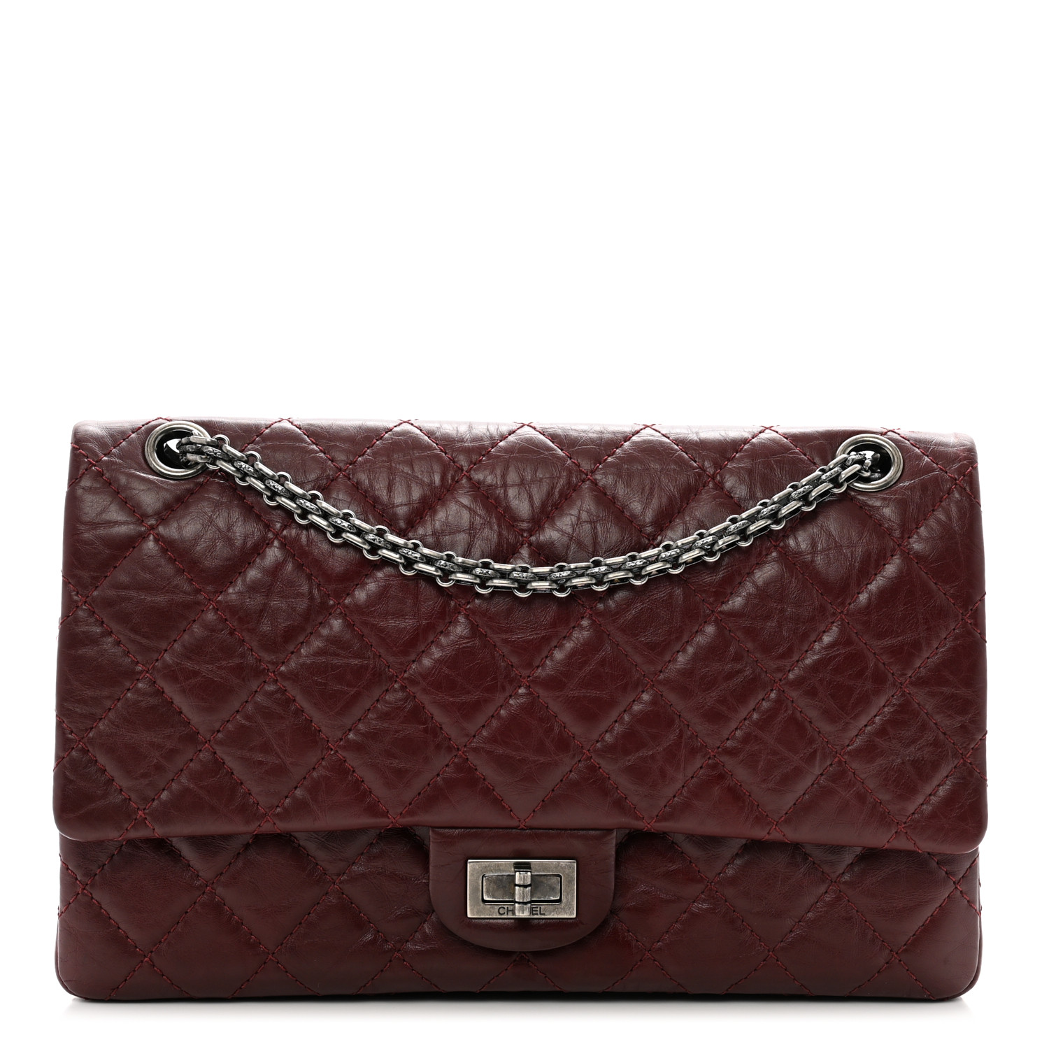 Aged Calfskin Quilted 2.55 Reissue 226 Flap Dark Burgundy