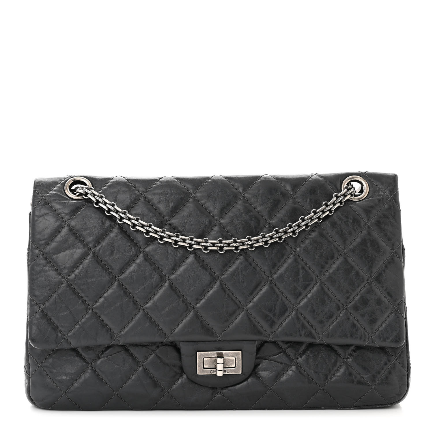 Aged Calfskin Quilted 2.55 Reissue 226 Flap Grey