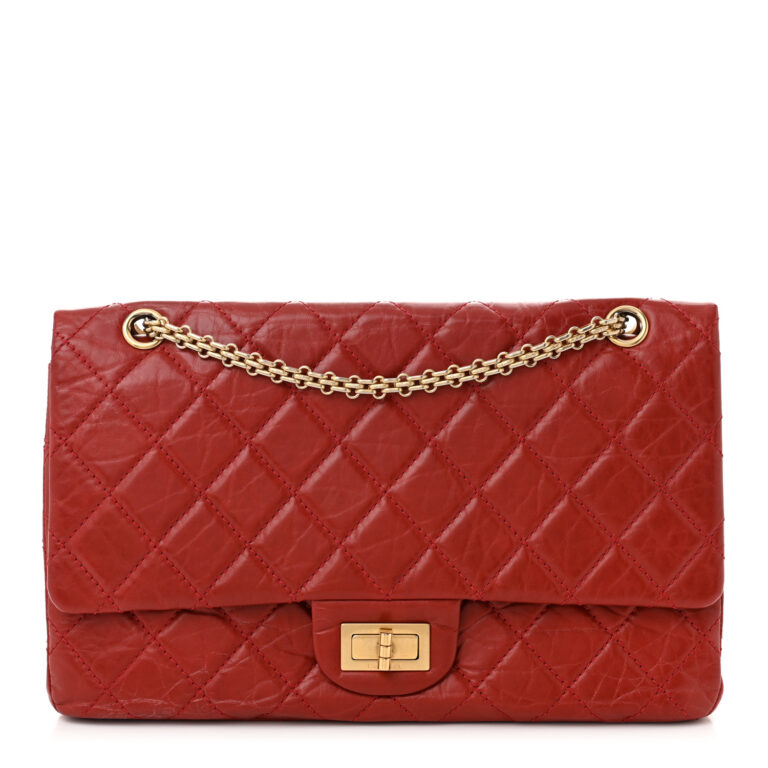 Aged Calfskin Quilted 2.55 Reissue 227 Flap Red
