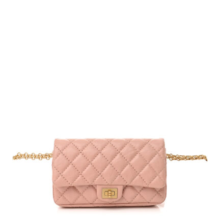 Aged Calfskin Quilted 2.55 Reissue Flap Belt Bag Pink