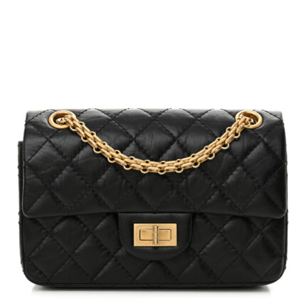 Aged Calfskin Quilted 2.55 Reissue Mini Flap Black