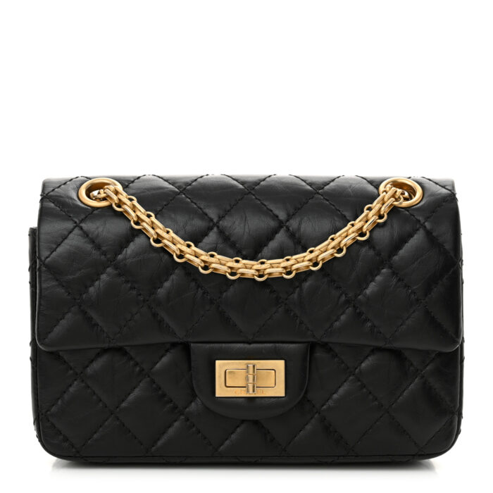 Aged Calfskin Quilted 2.55 Reissue Mini Flap Black - Image 1