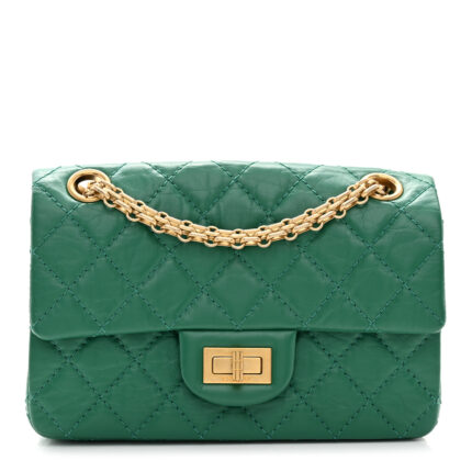 Aged Calfskin Quilted 2.55 Reissue Mini Flap Green
