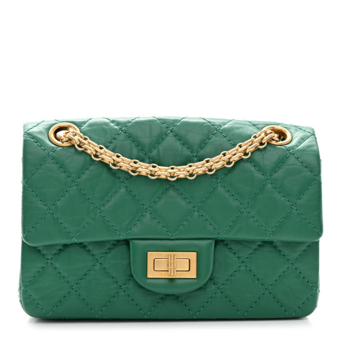 Aged Calfskin Quilted 2.55 Reissue Mini Flap Green