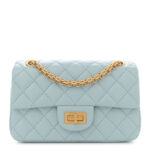 Aged Calfskin Quilted 2.55 Reissue Mini Flap Light Blue