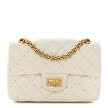 Aged Calfskin Quilted 2.55 Reissue Mini Flap White