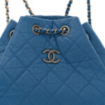 Aged Calfskin Quilted Gabrielle Backpack Blue - Image 5