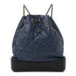 Aged Calfskin Quilted Gabrielle Backpack Navy Black - Image 13