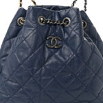 Aged Calfskin Quilted Gabrielle Backpack Navy Black - Image 8