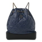 Aged Calfskin Quilted Gabrielle Backpack Navy Black
