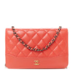 Aged Calfskin Quilted Gabrielle Wallet On Chain WOC Orange - Image 13