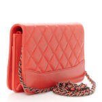 Aged Calfskin Quilted Gabrielle Wallet On Chain WOC Orange - Image 3