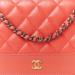Aged Calfskin Quilted Gabrielle Wallet On Chain WOC Orange - Image 9