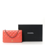 Aged Calfskin Quilted Gabrielle Wallet On Chain WOC Orange - Image 12