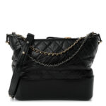 Aged Calfskin Quilted Medium Gabrielle Hobo Black - Image 4