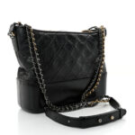 Aged Calfskin Quilted Medium Gabrielle Hobo Black - Image 3