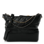 Aged Calfskin Quilted Medium Gabrielle Hobo Black