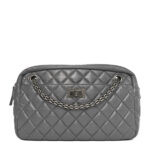Aged Calfskin Quilted Medium Reissue Camera Case Grey