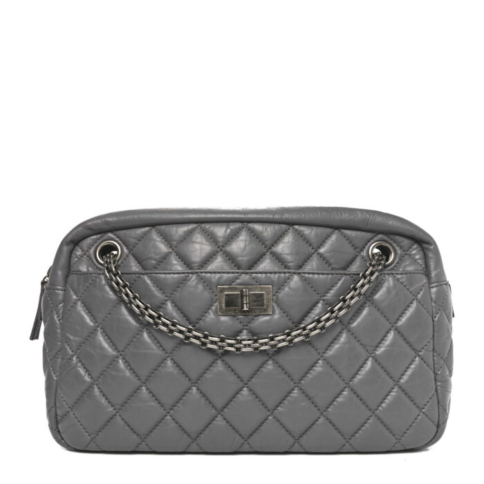 Aged Calfskin Quilted Medium Reissue Camera Case Grey - Image 1