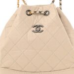 Aged Calfskin Quilted Small Gabrielle Backpack Beige - Image 4