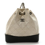 Aged Calfskin Quilted Small Gabrielle Backpack Black White - Image 3
