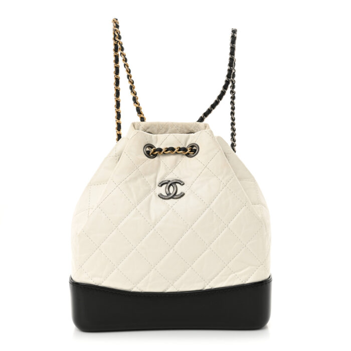 Aged Calfskin Quilted Small Gabrielle Backpack Black White - Image 1