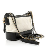 Aged Calfskin Quilted Small Gabrielle Hobo Black White - Image 3