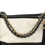 Aged Calfskin Quilted Small Gabrielle Hobo Black White - Image 8