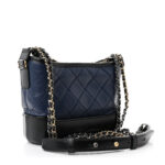 Aged Calfskin Quilted Small Gabrielle Hobo Navy Black - Image 3