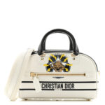 Calfskin Animal Print Micro Dior Vibe Zip Bowling Bag White Multicolor - Image 3