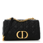 Calfskin Cannage Medium Caro Bag Black