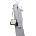 Calfskin Chevron Quilted Braided Medium Boy Flap White Navy - Image 2