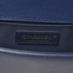 Calfskin Chevron Quilted Braided Medium Boy Flap White Navy - Image 6