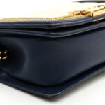 Calfskin Chevron Quilted Braided Small Boy Flap White Navy - Image 10