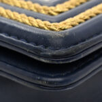 Calfskin Chevron Quilted Braided Small Boy Flap White Navy - Image 12