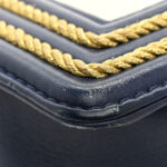 Calfskin Chevron Quilted Braided Small Boy Flap White Navy - Image 13