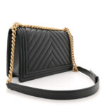 Calfskin Chevron Quilted New Medium Boy Flap Black - Image 2