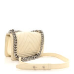 Calfskin Chevron Quilted Small Boy Flap White - Image 3