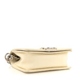 Calfskin Chevron Quilted Small Boy Flap White - Image 4