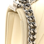 Calfskin Chevron Quilted Small Boy Flap White - Image 10