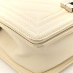 Calfskin Chevron Quilted Small Boy Flap White - Image 11