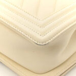 Calfskin Chevron Quilted Small Boy Flap White - Image 13